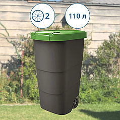 Бак для сміття бак для сміття 110 л Prosperplast Wheeler 110 л Сміттєвий бак на колесах зелена кришка