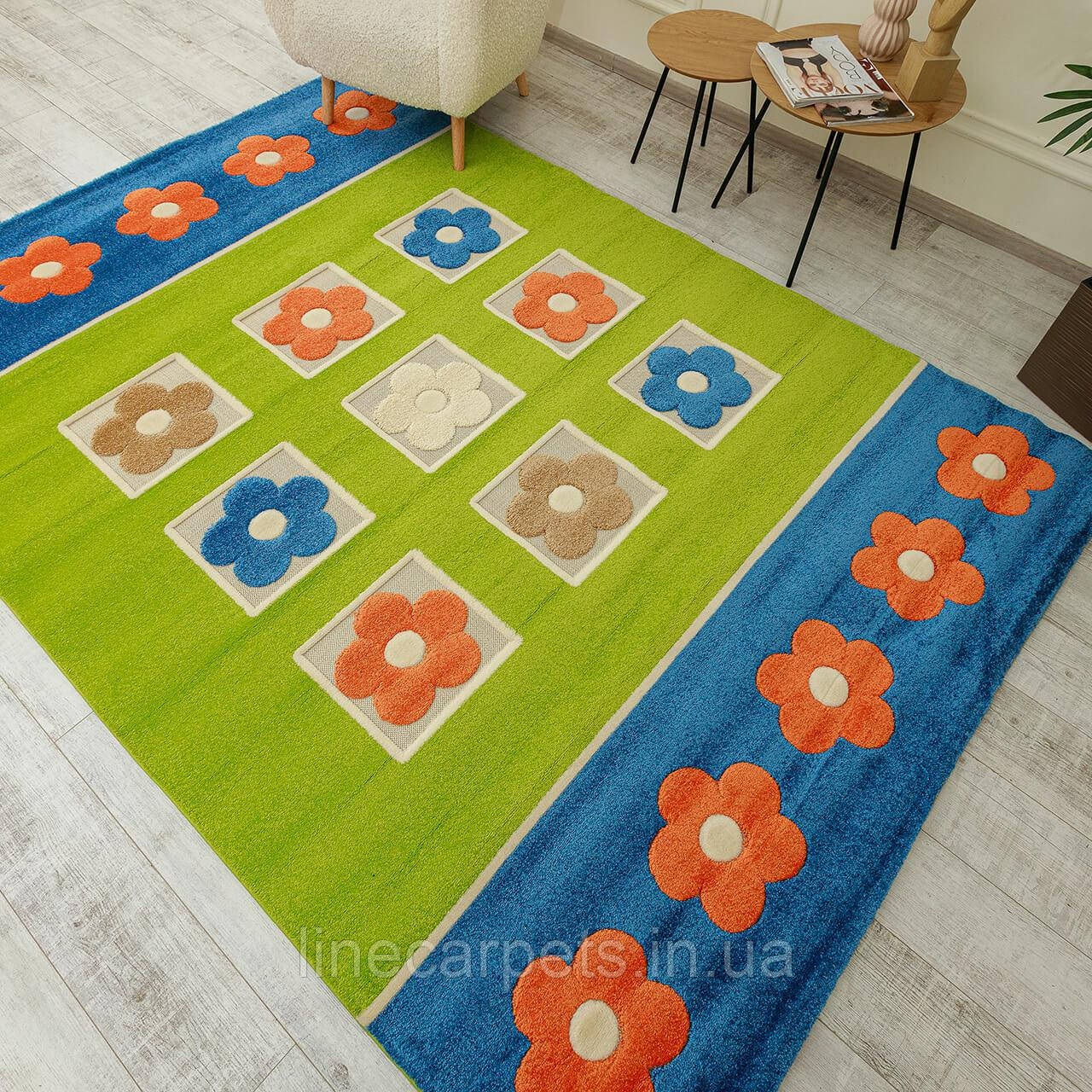 Дитячий  килим квіти FULYA 8912A   green, фото 1