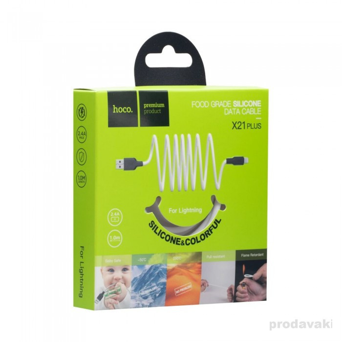 Кабель Lightning Hoco X21+ Silicone 1m (Білий)