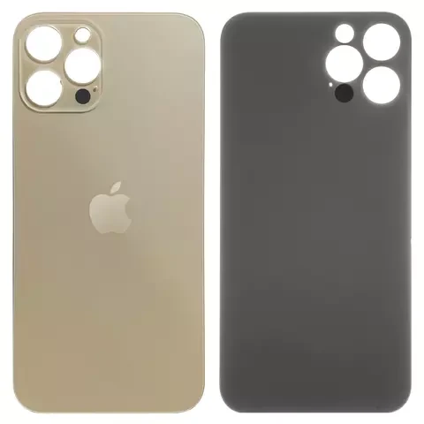 Задня панель корпуса для iPhone 12 Pro Max, не потрібно знімати скло камери, золотиста big hole, фото 1