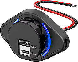 Накладна USB зарядка QC3.0 + PD Type-C Зарядка від акумулятора