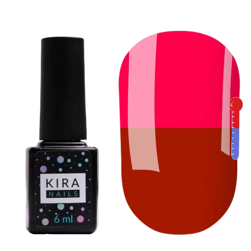 Гель-лак Kira Nails Termo №T03, 6 мл (червоно-коричневий, при нагріванні - яскраво-рожевий), фото 1