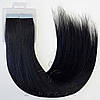 Натуральне Слов'янське Волосся на Стрічках 40 см 100 грам, Чорний №01, фото 4