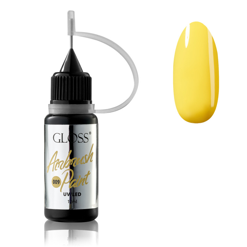 Фарба для аерографа GLOSS Airbrush Paint 009 лимонний, 12 мл