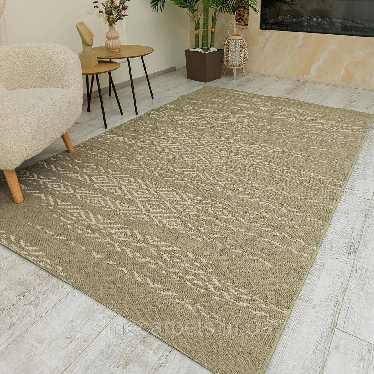 Безворсовий килим VELVET 7498 wool-herb green