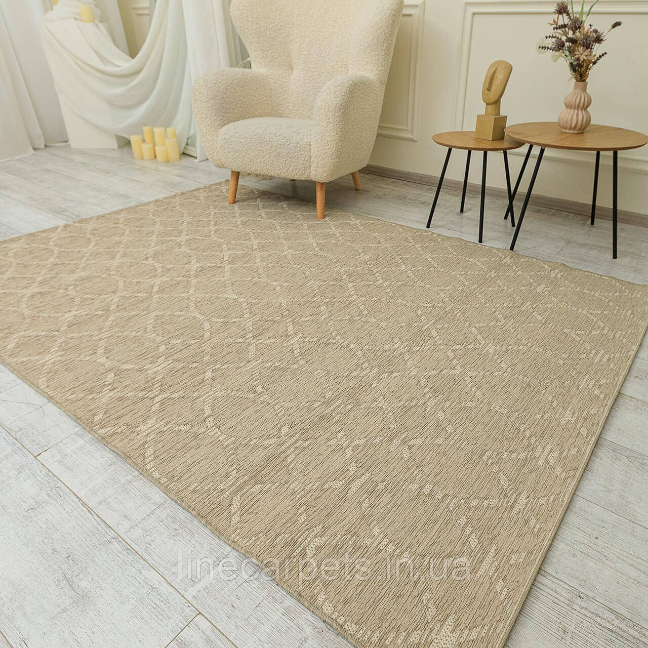 Сучасний безворсовий килим VELVET 7763   wool-sand