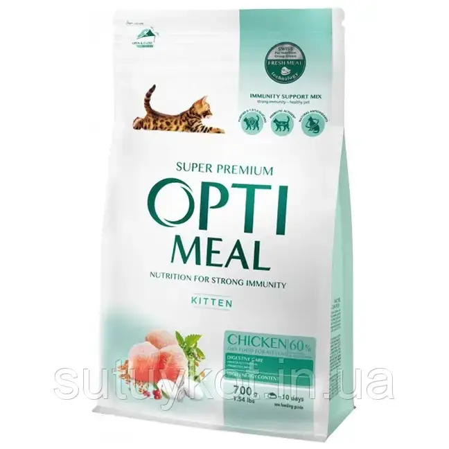 OPTIMEAL (Оптиміл) сухий корм для кошенят з куркою, 700 гр., фото 1