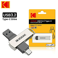 Флешка USB 2в1 Kodak 128GB Type-C USB 3.2 для телефона и компьютера Silver