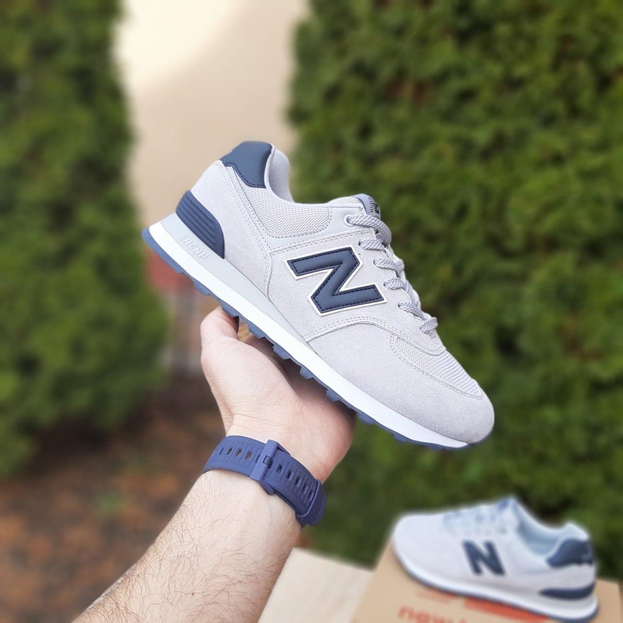Жіночі кросівки New Balance 574 Grey Blue (Сірі) Нью Баланс 574 повсякденні замша сітка демісезон