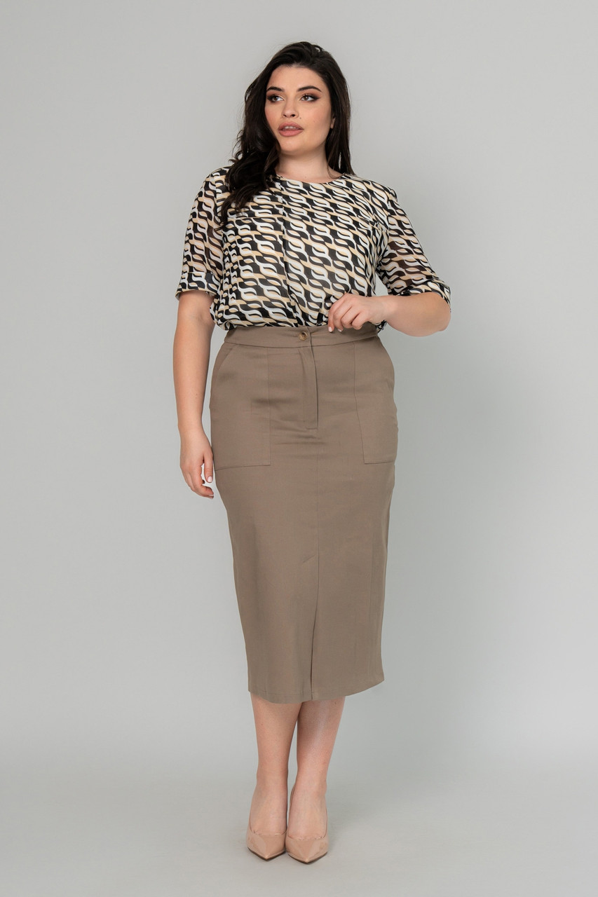 Стрейчева спідниця-олівець Аріна великих розмірів 50, фото 1