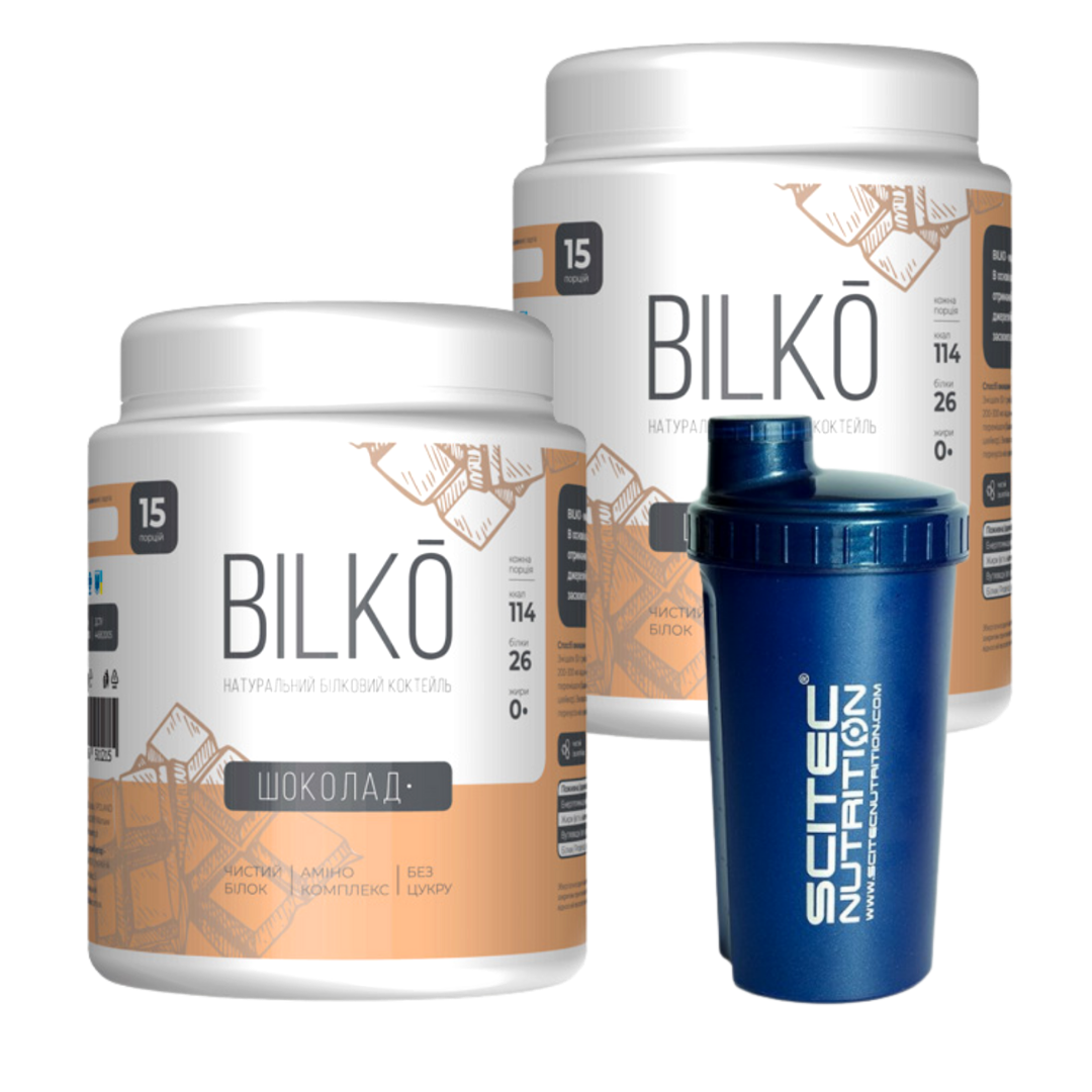 Bilko: Натуральний білковий коктейль смак шоколад - 0,9 кг, 30 порцій для максимальної ефективності, фото 1