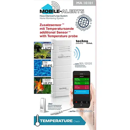 Термо-датчик з виносним дротовим сенсором Technoline Mobile Alerts MA10101, фото 4