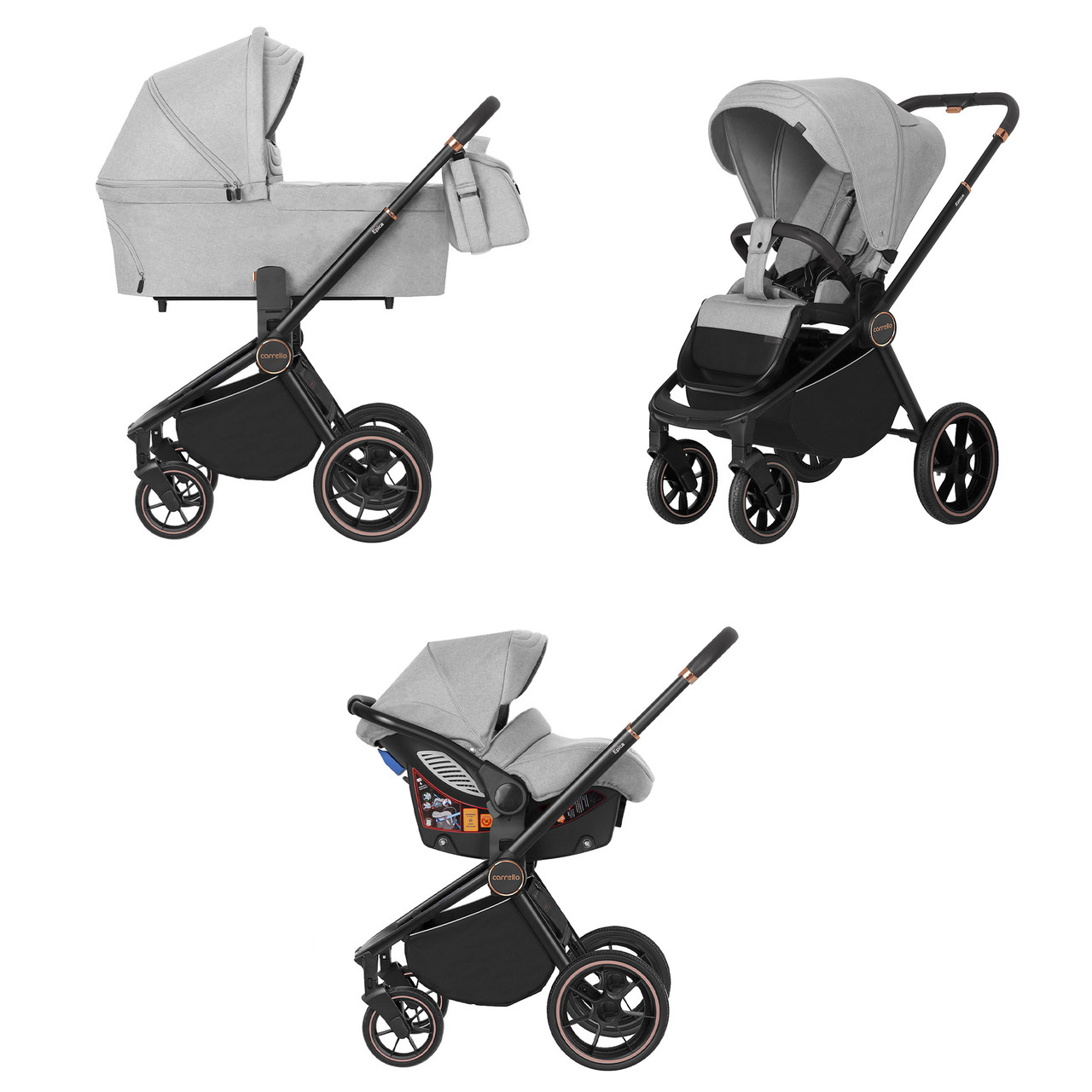 Коляска універсальна CARRELLO Epica/G CRL-8511 (3in1) Silver Grey +дождевик
