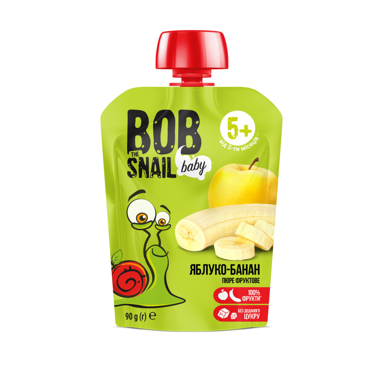 Дитяче фруктове пюре Яблуко-банан Bob Snail Равлик Боб з 5 місяців, 90 г