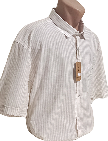 Теніска чоловіча великого розміру Nens vk-0008 класична, натуральна чоловіча сорочка льон стильна 3XL, фото 1