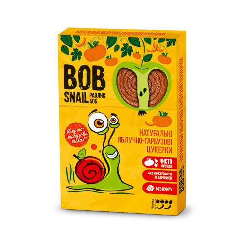 Цукерки натуральні Яблуко-Гарбуз Bob Snail Равлик Боб, 60 г, фото 1