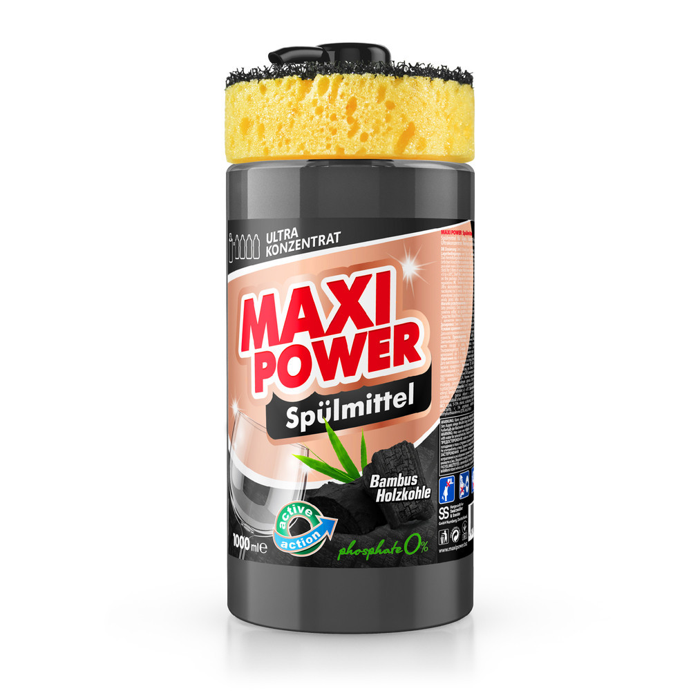 MAXI POWER Засіб д/миття посуду 1л Чорне вугілля, фото 1