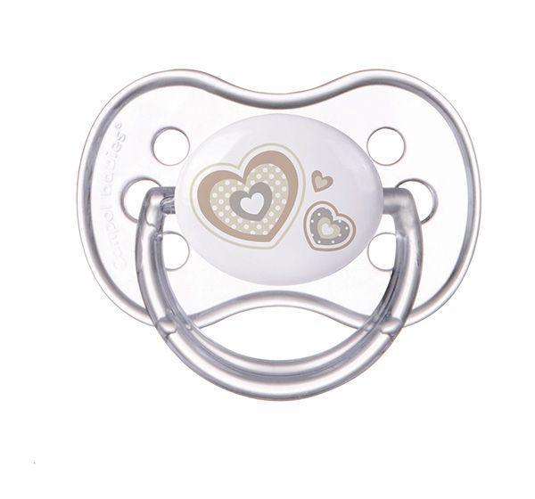 Пустушка силіконова симетрична 0-6 м-ців Newborn baby - бежеві серця Canpol 22/580_bei, фото 1