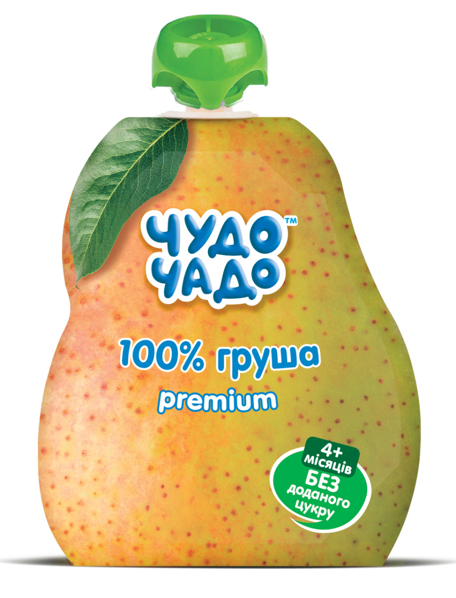 Пюре фруктове Чудо-Чадо Груша Premium, без цукру від 4 місяців, пауч 90г.