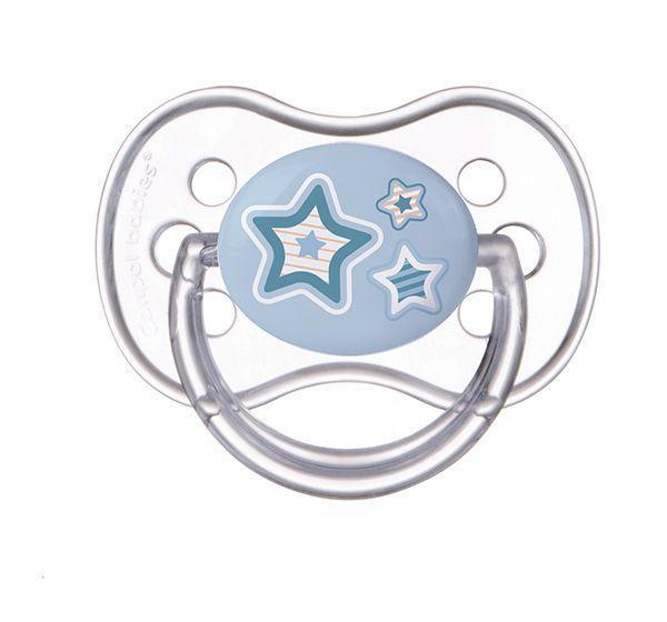 Пустушка силіконова симетрична 18+ м-ців Newborn baby - сині зірки Canpol 22/582_blu, фото 1