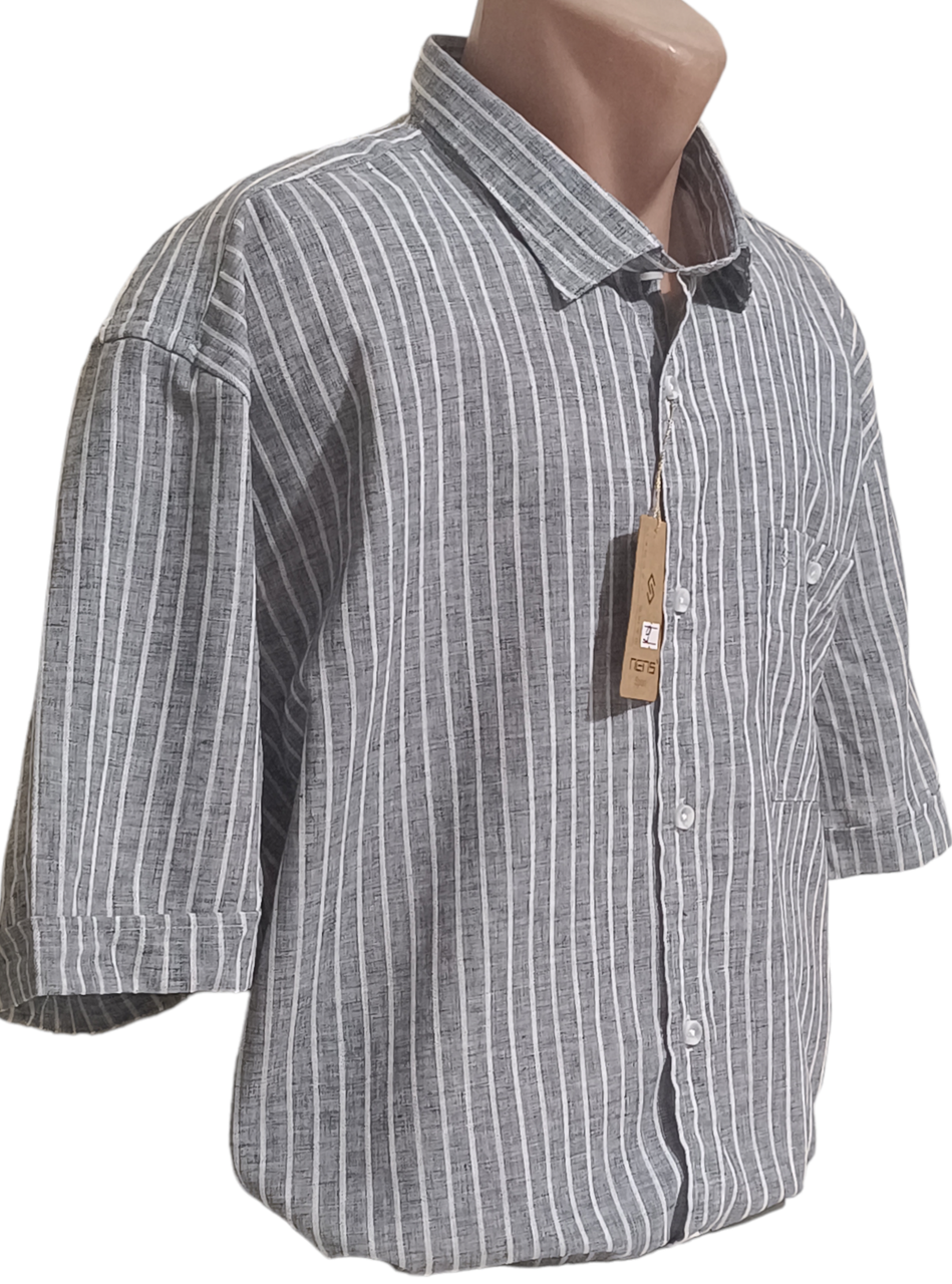 Теніска чоловіча великого розміру Nens vk-0009 класична, натуральна чоловіча сорочка льон стильна