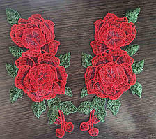 Набір нашивок 2 штуки (червоні)  на одяг "Троянда"