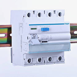 Пристрій захисного відключення УЗО 4P 40A, 30mA, тип А, Hager, CDA440D
