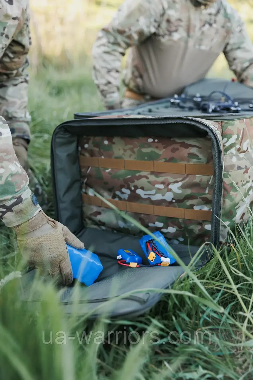 Тактична сумка рюкзак для перенесення FPV дронів на 10 відсіків із системою моллі та додатковим відділенням, фото 6