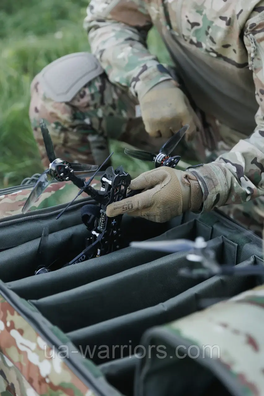 Тактична сумка рюкзак для перенесення FPV дронів на 10 відсіків із системою моллі та додатковим відділенням, фото 4