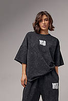 Жіночий літній спортивний костюм спортивний костюм у техніці тай дай чорний спортивний костюм із принтом WANG