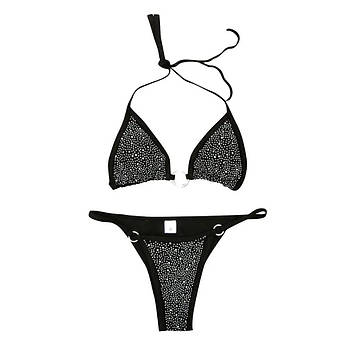 Купальник з камінцями Black (розмір на вибір)