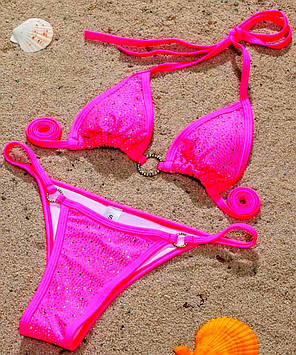 Купальник зі  стразами, колір Fuchsia (розмір на вибір)