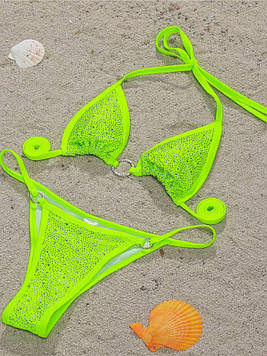 Купальник зі стразами Fluo Green (розмір на вибір)