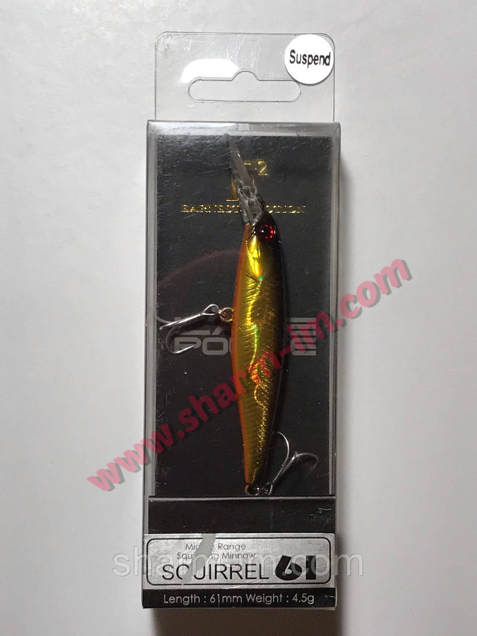 Воблер Jackall Squirrel 61 мм Suspending col. E2HL Gold-Black 4.5 г LIMITED EDITION