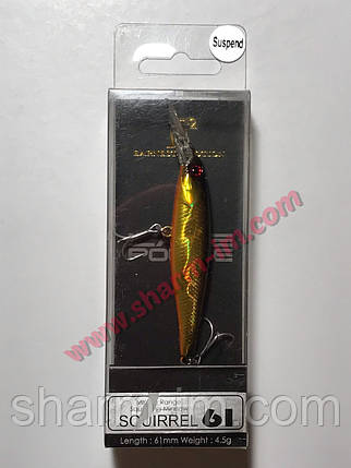 Воблер Jackall Squirrel 61 мм Suspending col. E2HL Gold-Black 4.5 г LIMITED EDITION, фото 1