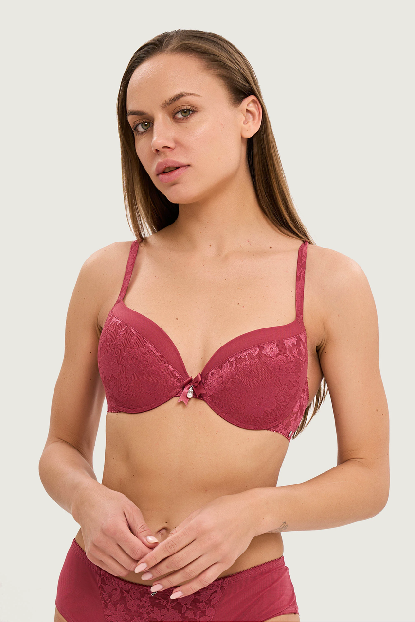 Бюстгальтер push-up з градуйованою чашкою бордовий Leilieve 7713