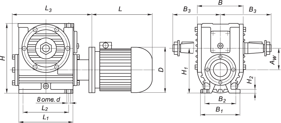 Мотор-редуктор МЧ-100-22,4-52-1-У3 Червячный сборки 51,52,53,56, 22,4 об/мин выходного вала Украина цена - фото 3 - id-p29289621