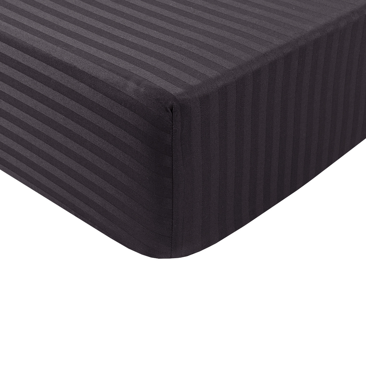 Простирадло Iris Home Готель - Сатин Страйп 1*1 чорний 160*200*25 на резинці, фото 1