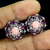 Сережки. Натуральний опал і родоліт гранат. Срібло 925., фото 2