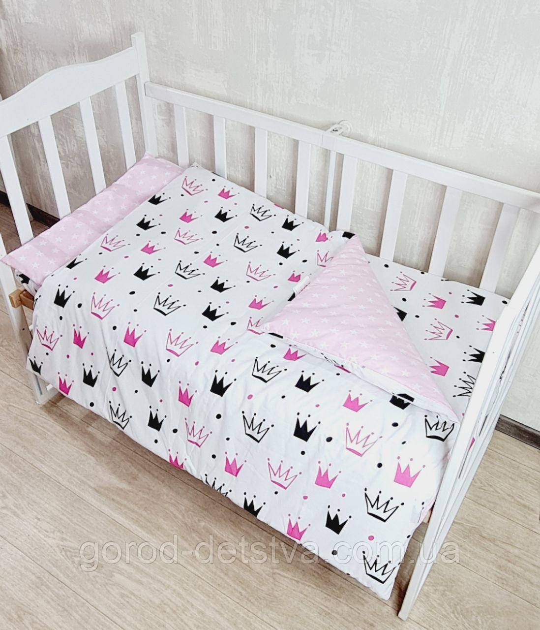 Комплект постільної білизни в дитяче ліжечко 120*60 см наволочка підковдра простирадло, фото 1