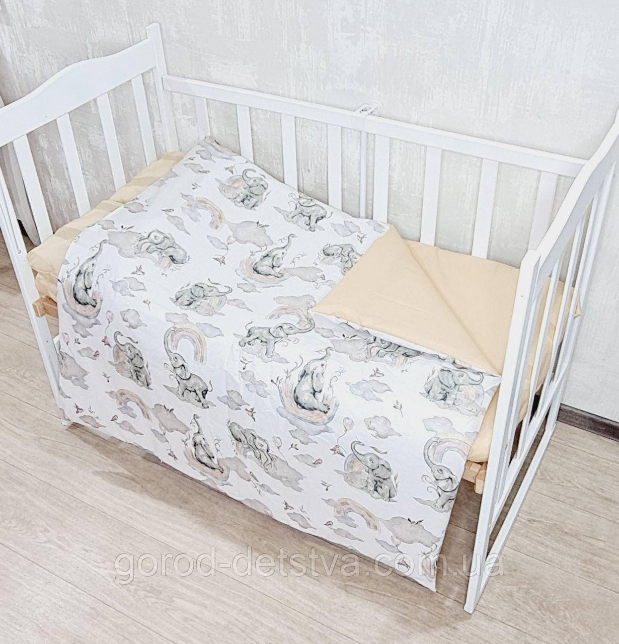 Комплект постільної білизни в дитяче ліжечко 120*60 см наволочка підковдра простирадло, фото 1