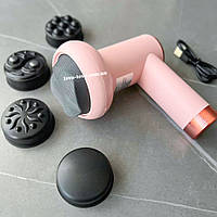 Масажер ручний акумуляторний Deep Rolling Massager SL-630 для тіла з насадками антицелюлітний Рожевий