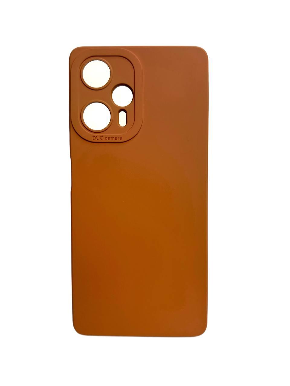 Силіконовий чохол із мікрофіброю для Poco F5 коричневий тонкий матовий