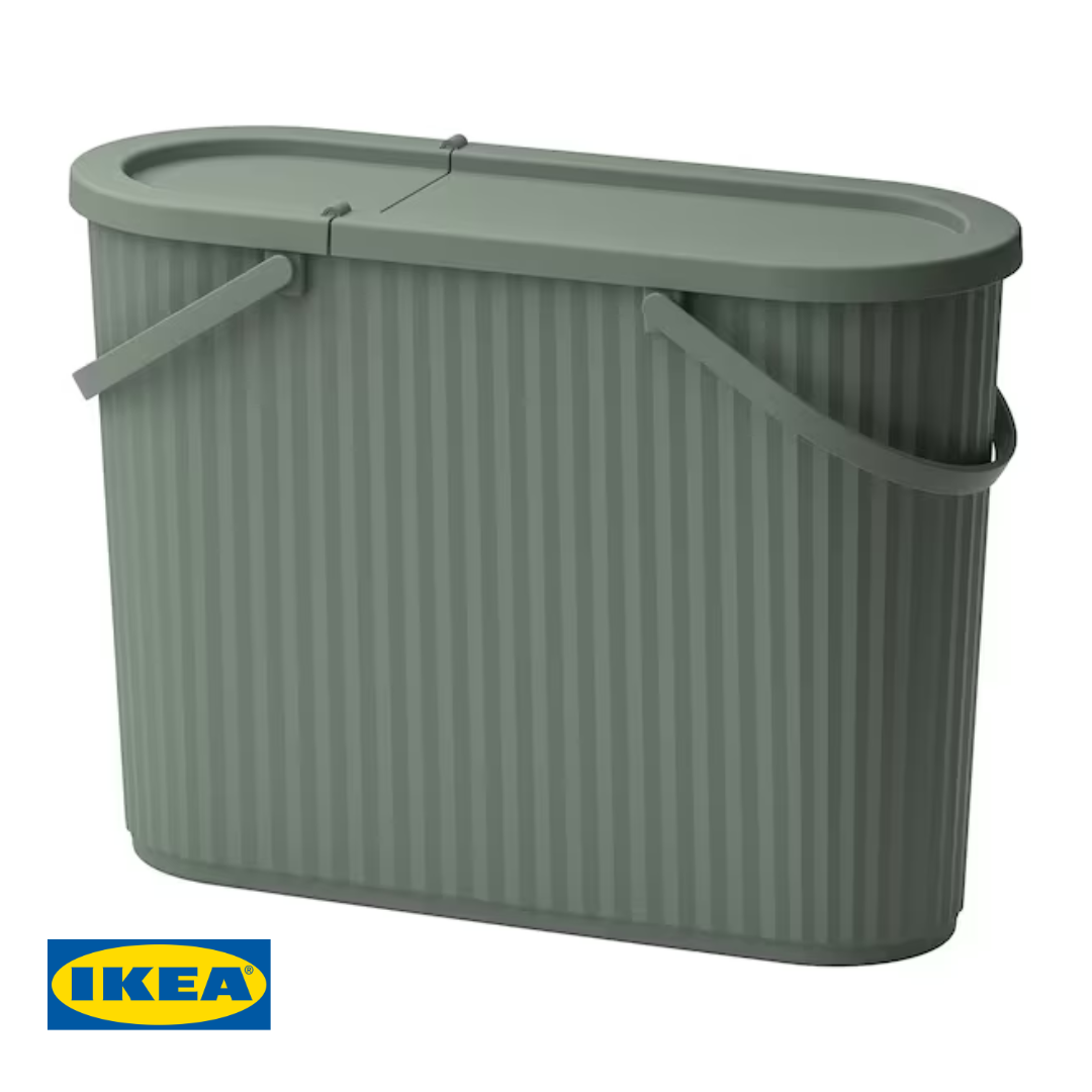 Відро з кришкою IKEA DAMMÄNG 005.599.79 Сіро-зелене