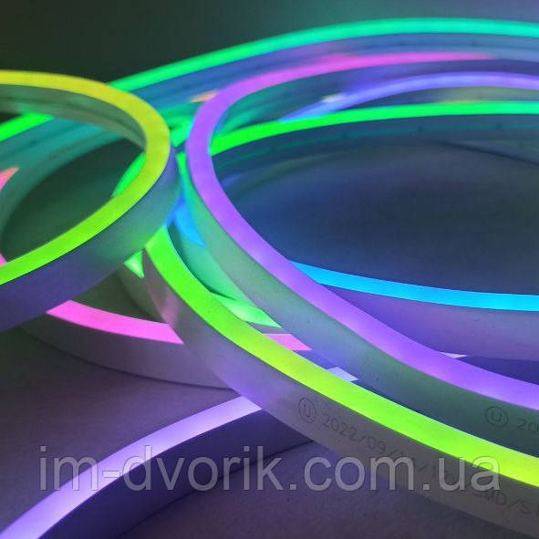 Світлодіодний Smart RGB неон 6х12мм 90Led/m 3535 12В ip65 16W/м, фото 1