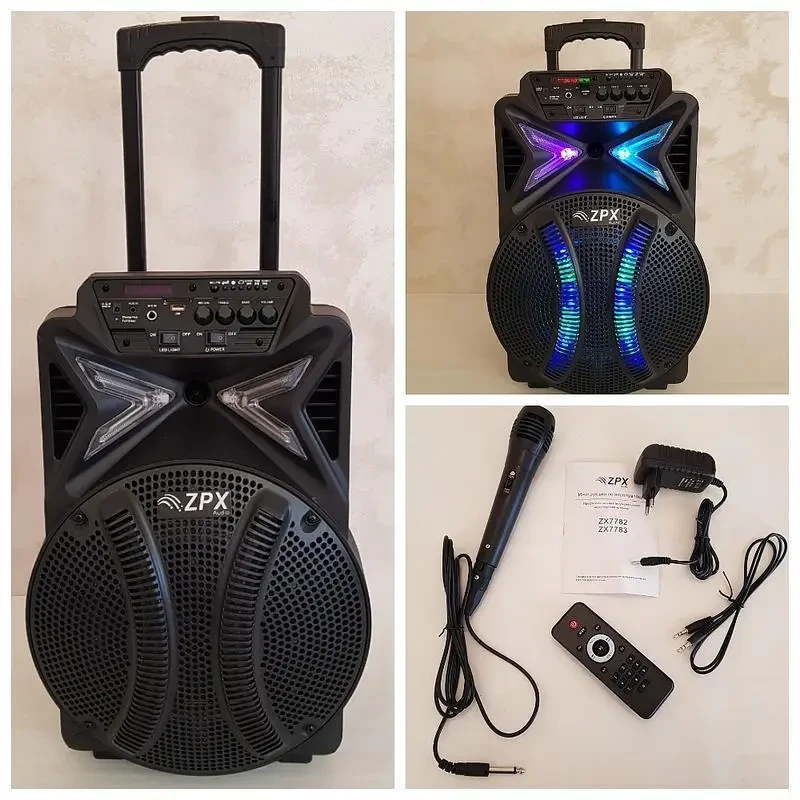 Колонка портативна акустична ZPX ZX-7782 з пультом і мікрофоном, фото 1