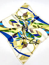 Легка хустка Asare 90*90 см молочний/оливковий