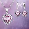 Комплект срібних прикрас Giemi 925 проба сережки і кулон з рожевим кубічним цирконієм срібло, фото 2