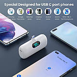 Міні-портативний зарядний пристрій 5000 мАч Power Bank, 15 Вт PD USB C Мобільний Телефон З живленням, РК-дисплей Акумулятор, фото 5
