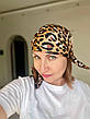 Шовкова хустка з леопардовим принтом 70*70 см коричнева, фото 7